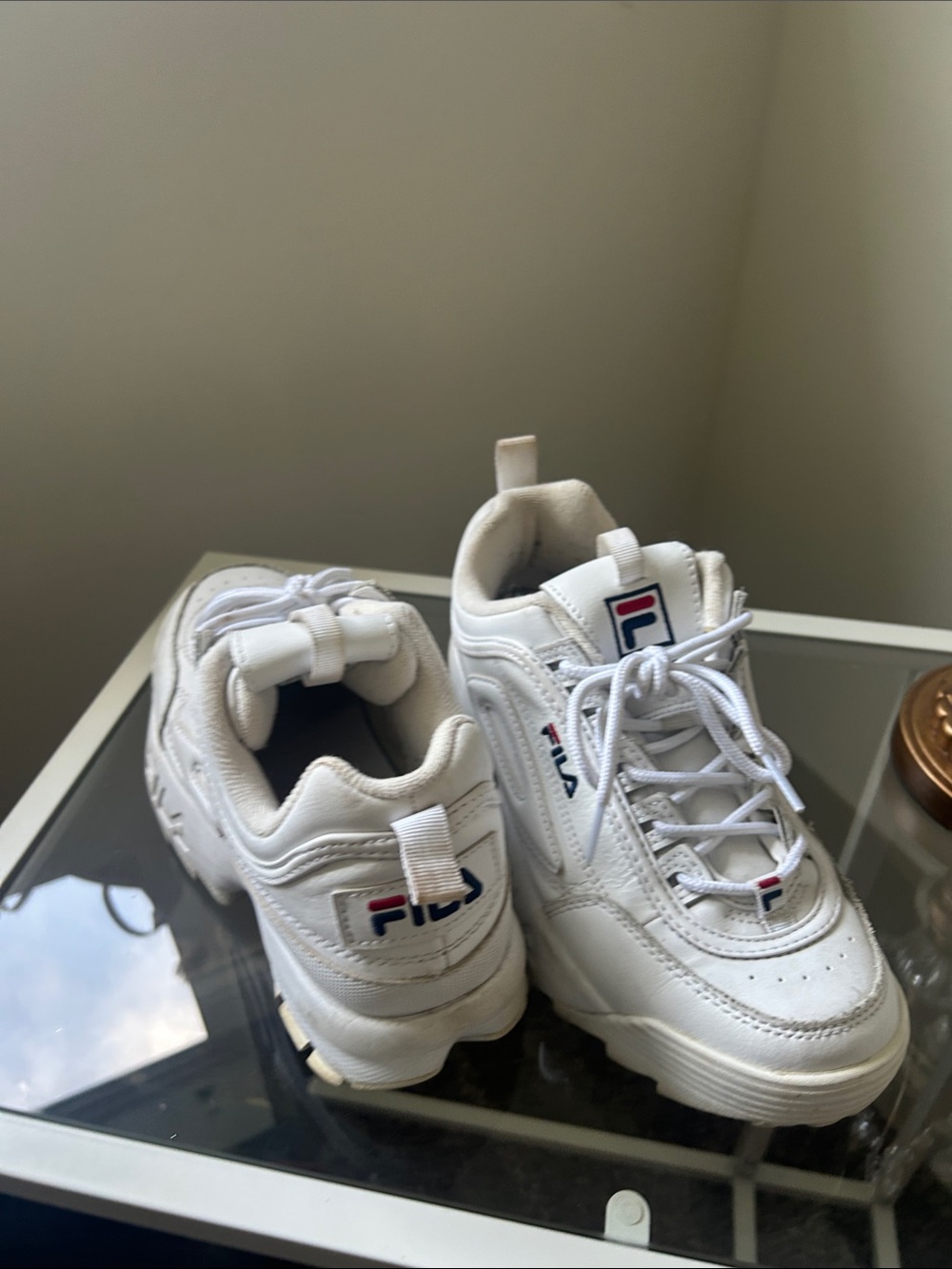 Fila Women White Sneakers with Navy & Red Logo Accent